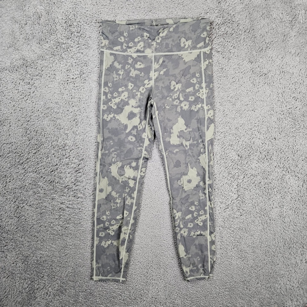Vuori Womens 28" Camo Floral Activewear Leggings Grey Sage Green Pockets